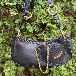 Vintage Y2K Juicy Couture Black Shoulder Bag with Gold Chain